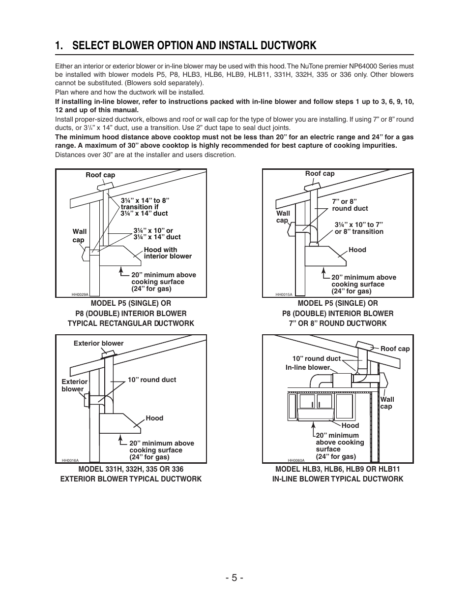 Select blower option and install ductwork | NuTone NP64000 User Manual | Page 5 / 16