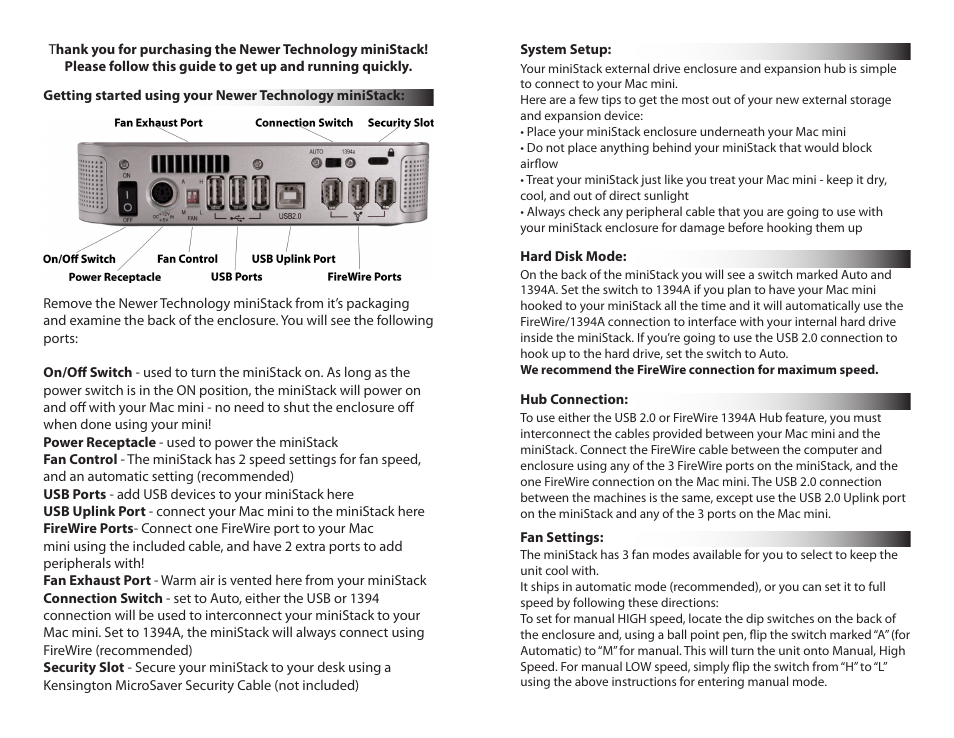 Newer Technology miniStack User Manual | Page 2 / 2