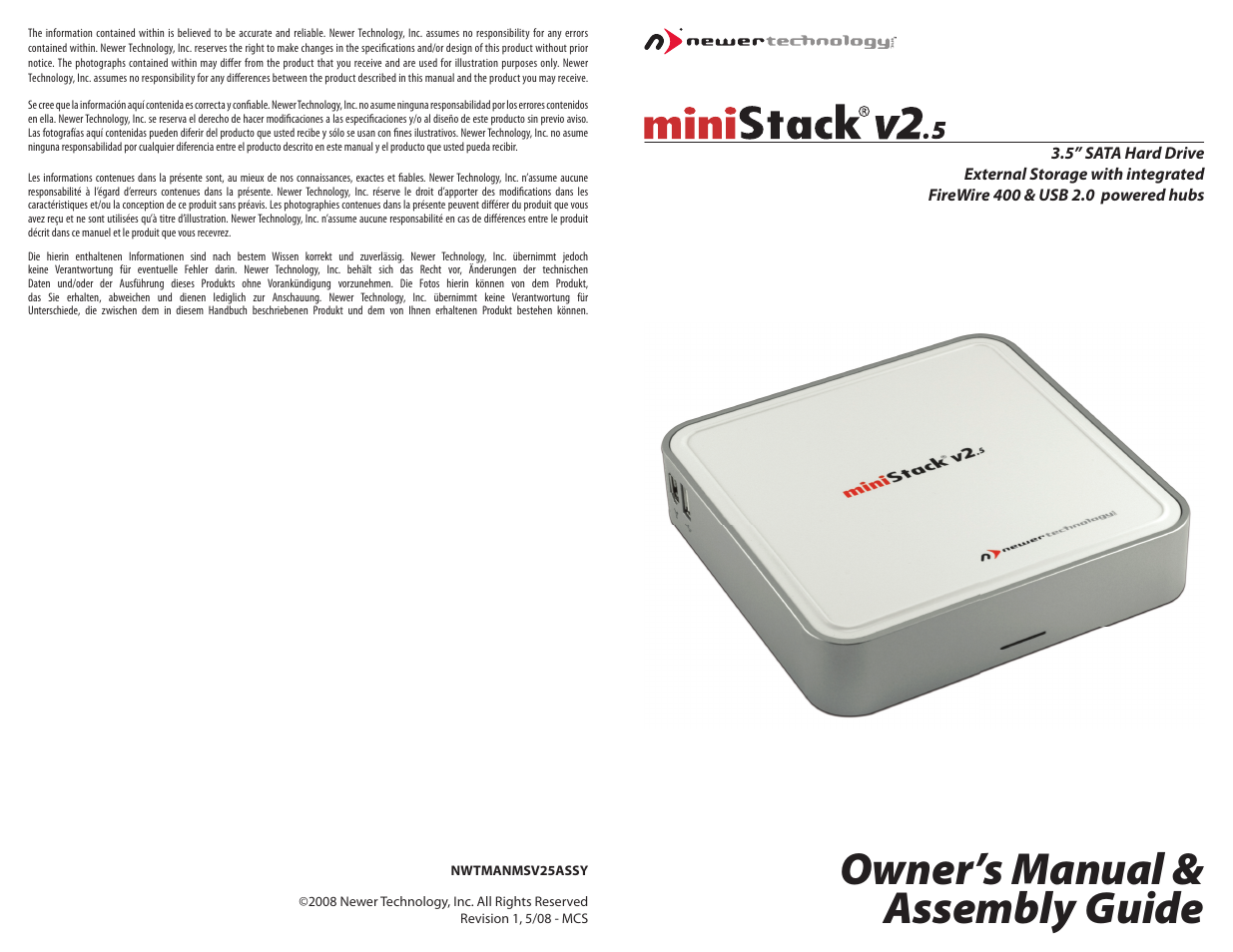 Newer Technology NWTMANMSV25ASSY User Manual | 20 pages