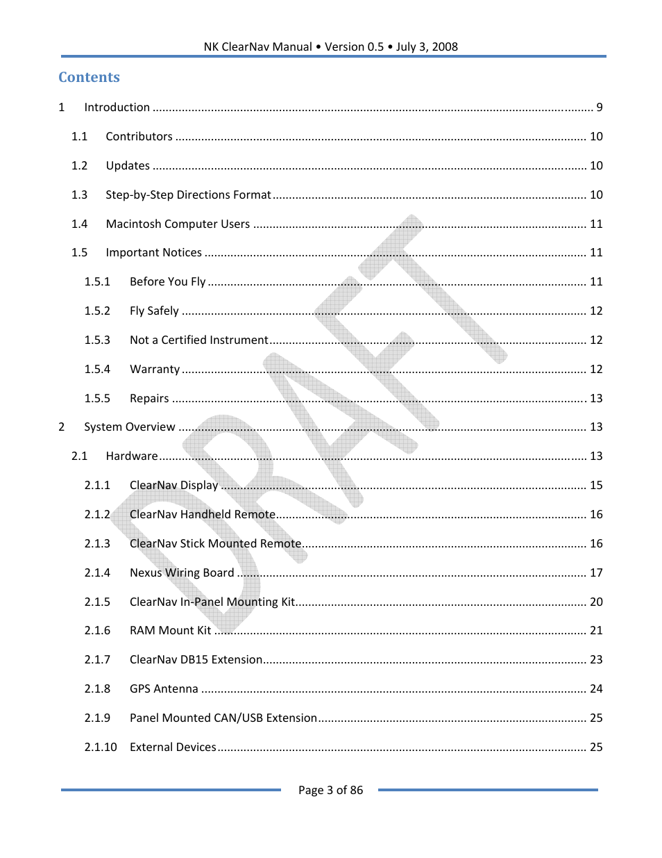 Nielsen-Kellerman ClearNav User Manual | Page 3 / 86