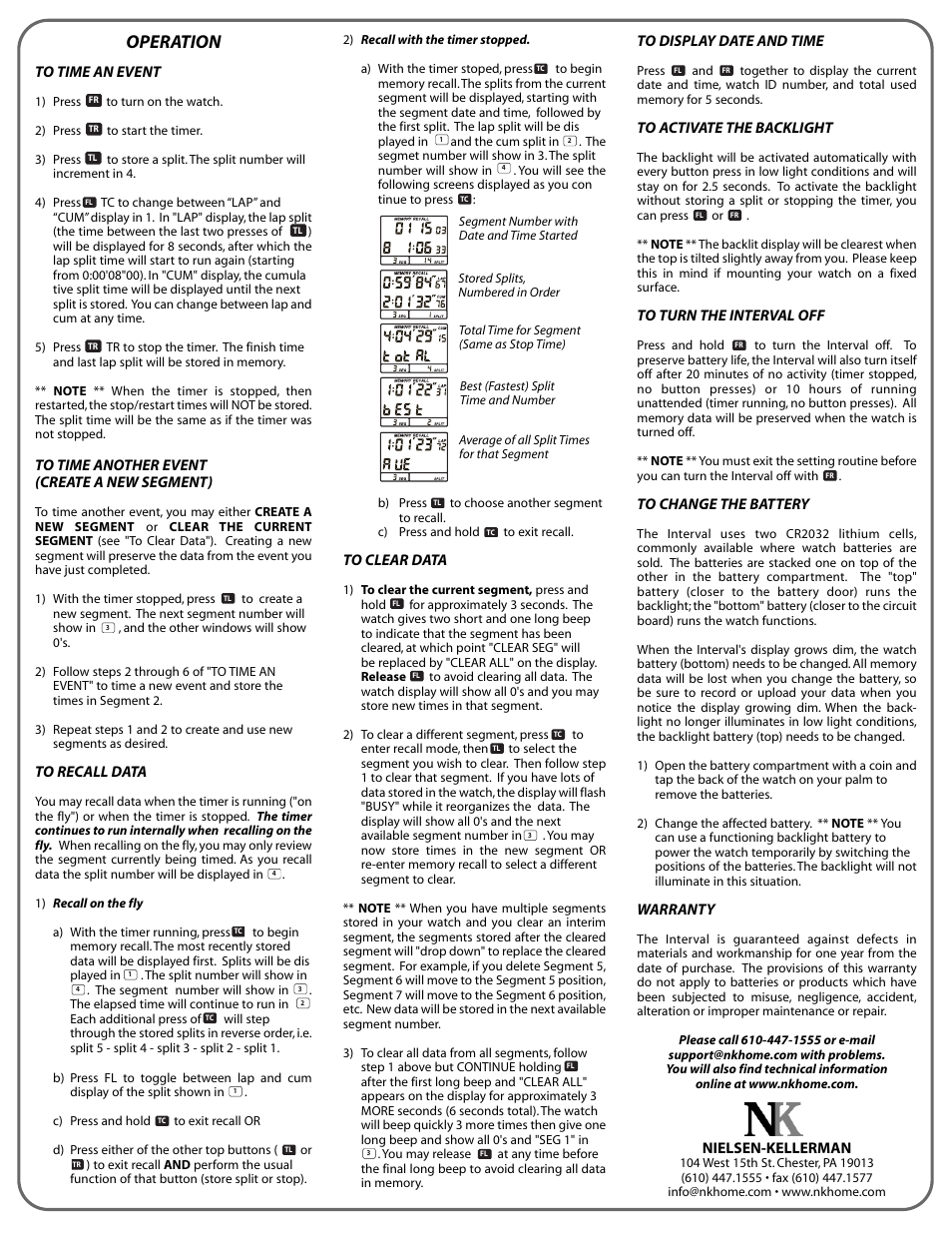 Operation | Nielsen-Kellerman 2000xc User Manual | Page 2 / 2