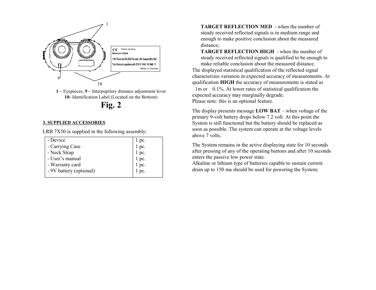 Fig. 2 | Newcon Optik NEWCON LRB 7X50 User Manual | Page 6 / 10