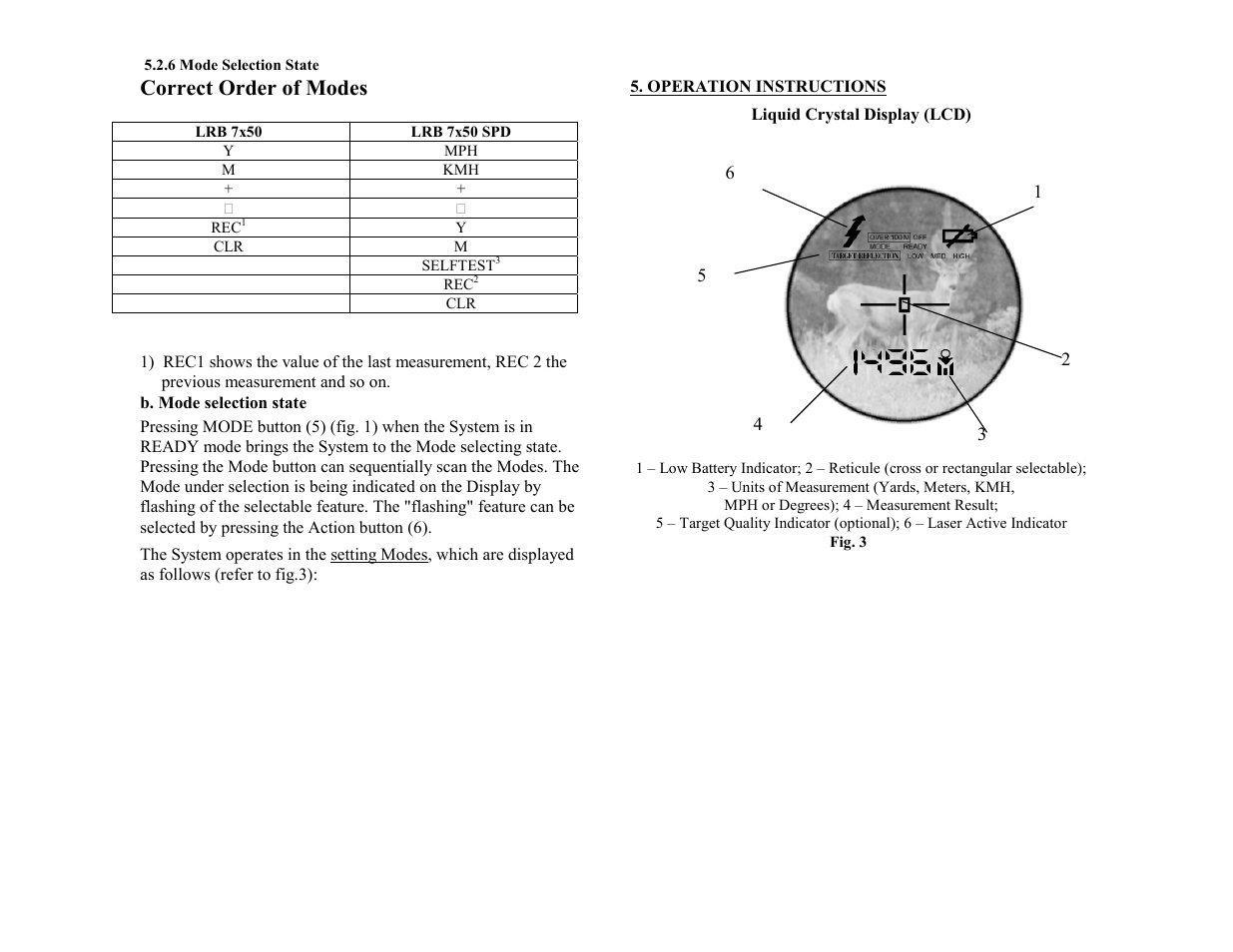 Correct order of modes | Newcon Optik NEWCON LRB 7X50 User Manual | Page 9 / 10