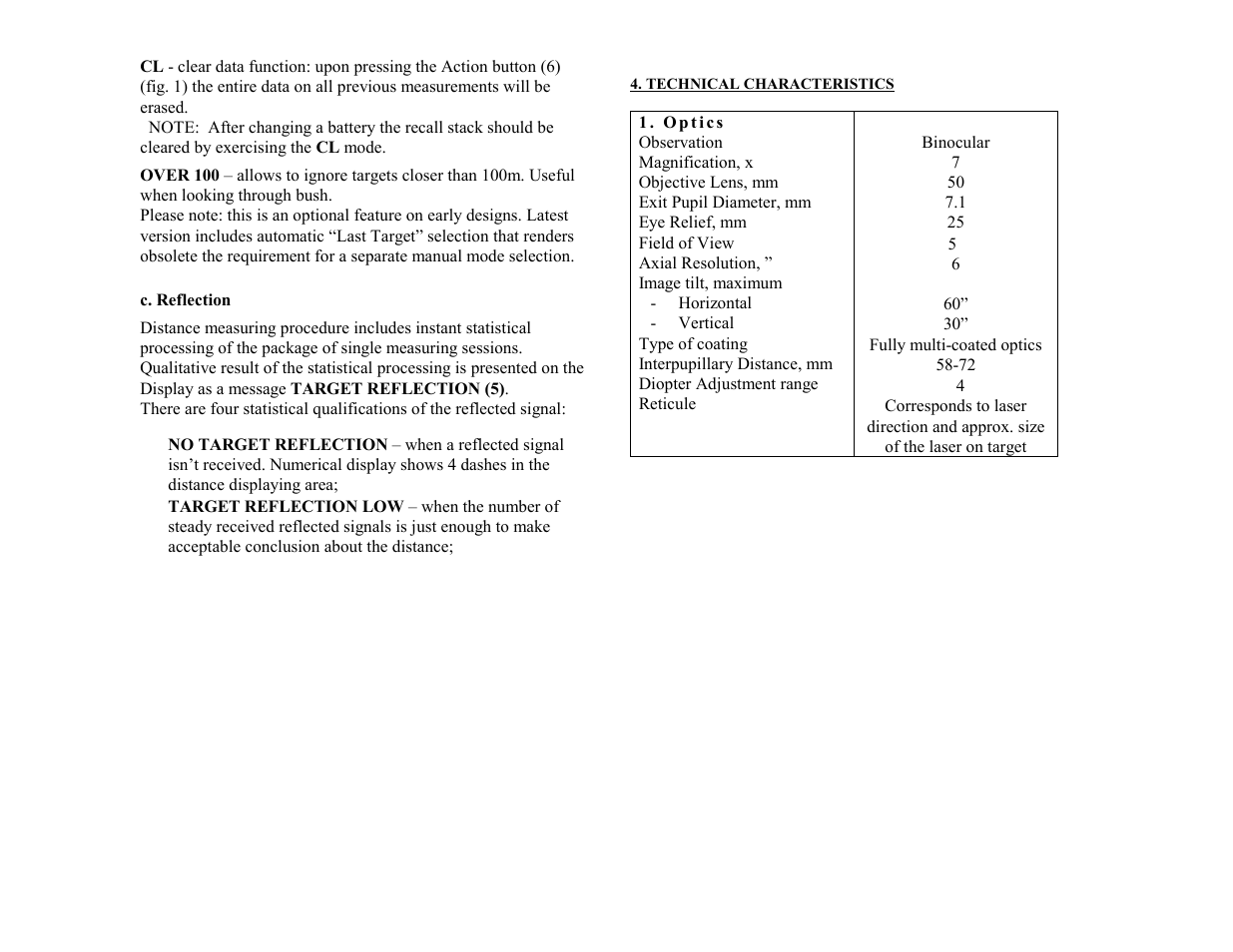 Newcon Optik LASER RANGE FINDER LRB 7X50 User Manual | Page 7 / 10