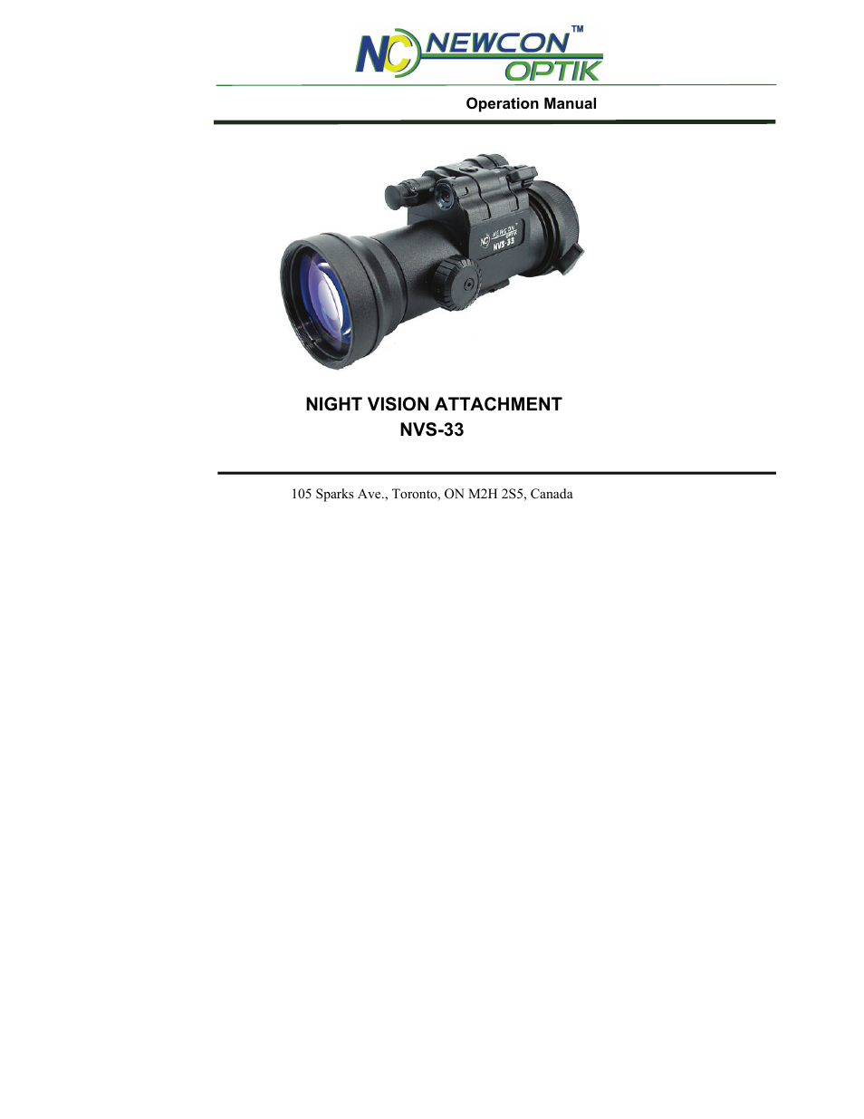 Newcon Optik NIGHT VISION ATTACHMENT NVS-33 User Manual | 40 pages