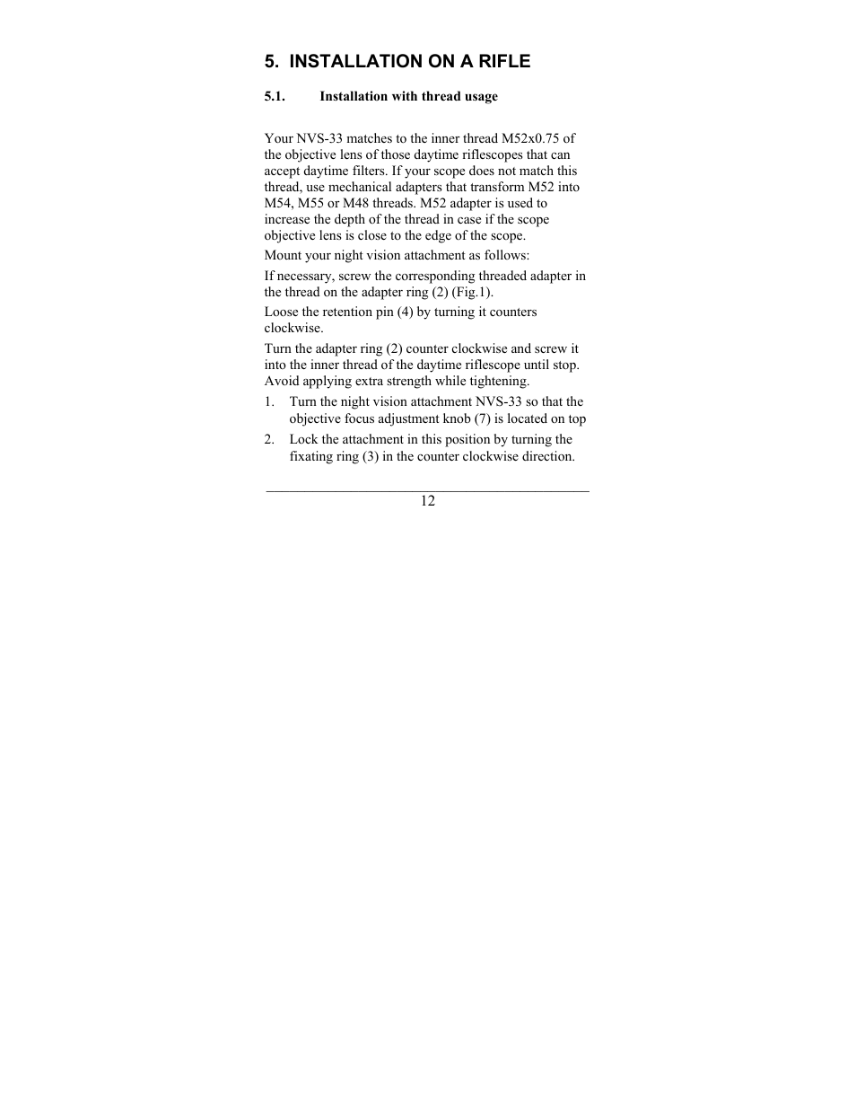 Installation on a rifle | Newcon Optik NIGHT VISION ATTACHMENT NVS-33 User Manual | Page 12 / 40