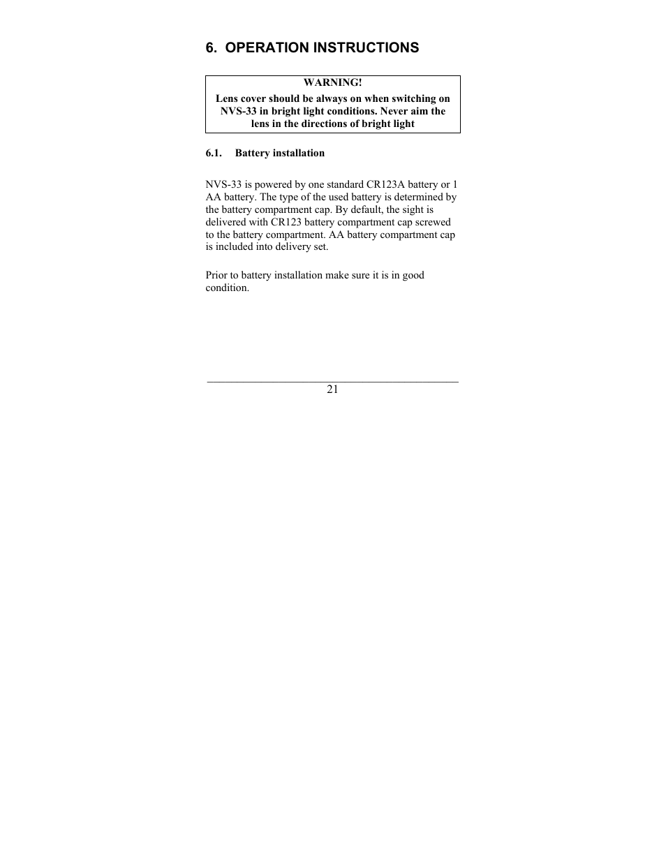 Operation instructions | Newcon Optik NIGHT VISION ATTACHMENT NVS-33 User Manual | Page 21 / 40