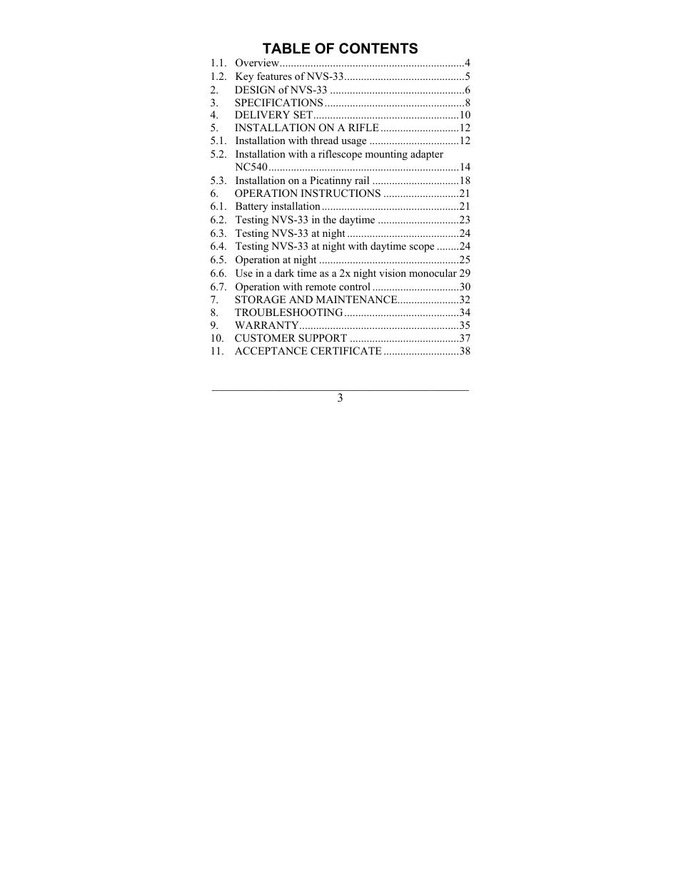 Newcon Optik NIGHT VISION ATTACHMENT NVS-33 User Manual | Page 3 / 40