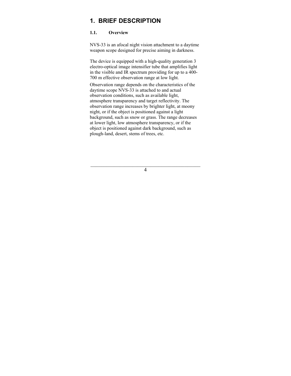 Brief description | Newcon Optik NIGHT VISION ATTACHMENT NVS-33 User Manual | Page 4 / 40