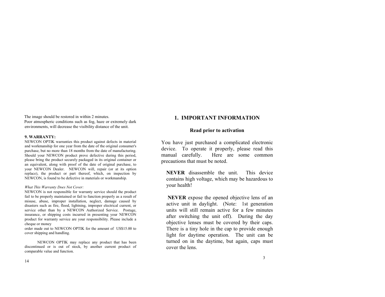 Newcon Optik DN140M User Manual | Page 3 / 8