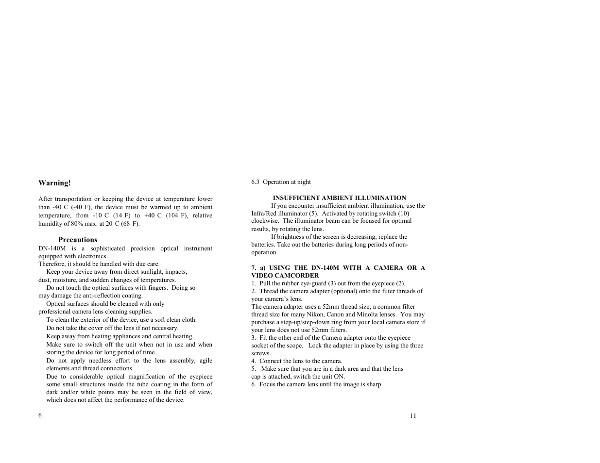 Newcon Optik DN140M User Manual | Page 6 / 8