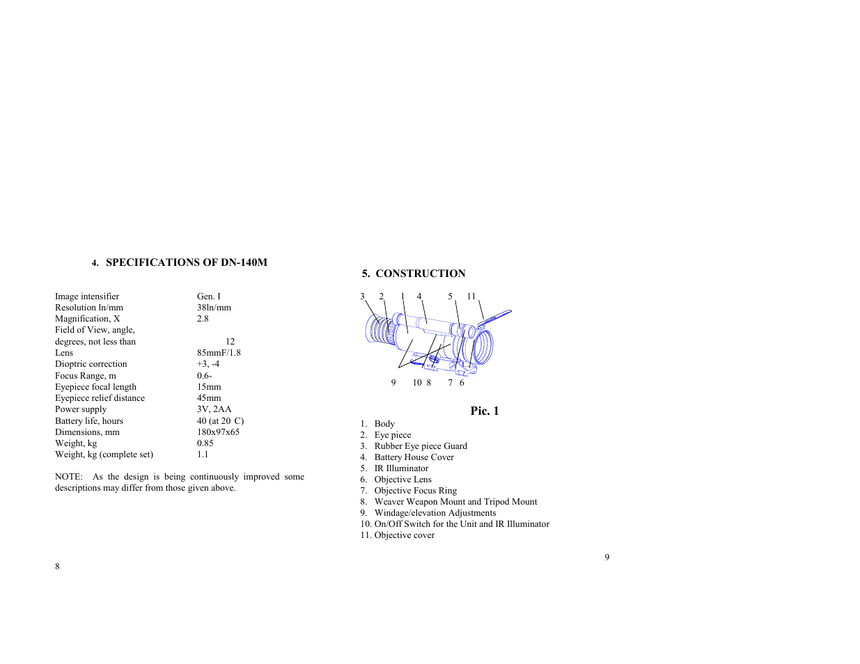 Newcon Optik DN140M User Manual | Page 8 / 8