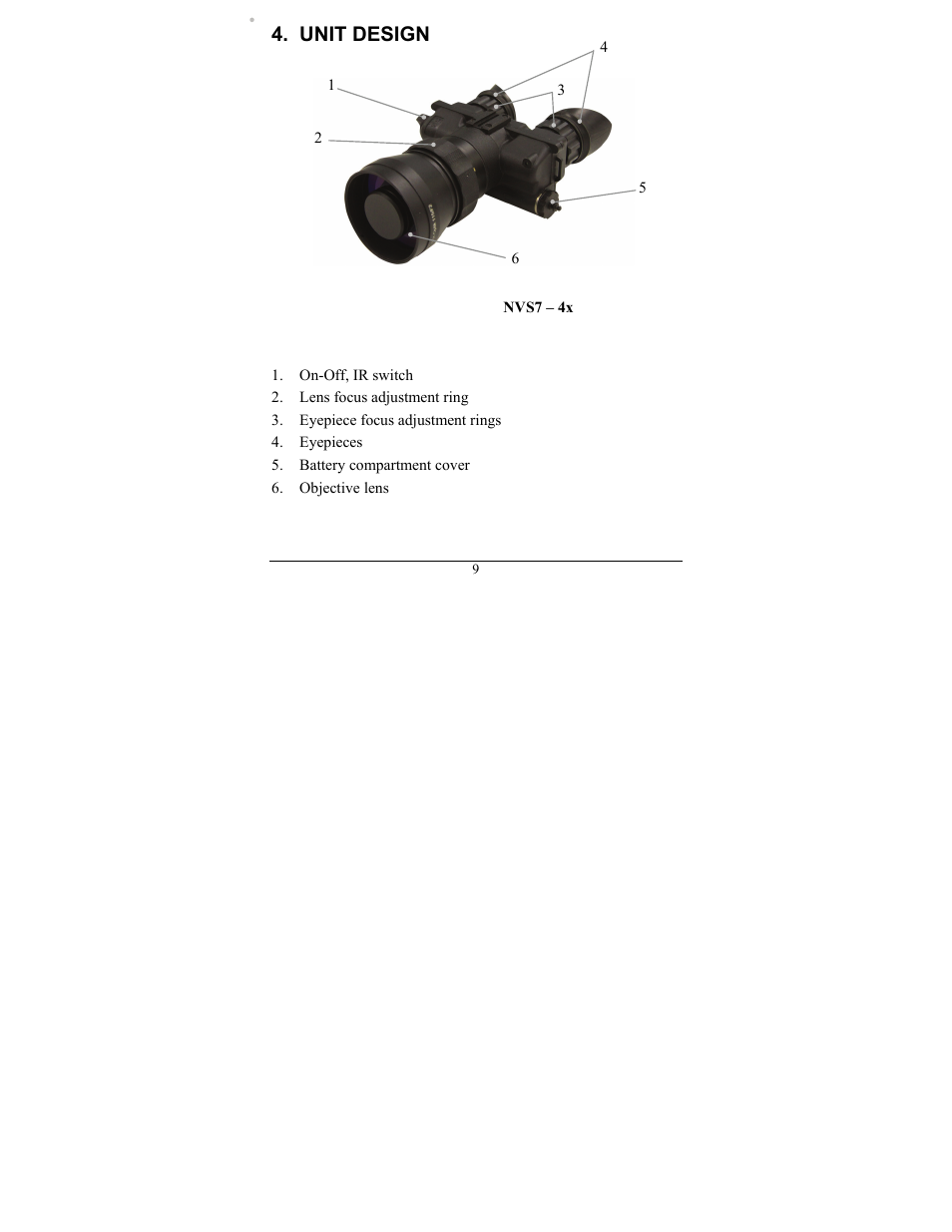 Unit design | Newcon Optik NVS 7-4X User Manual | Page 12 / 24