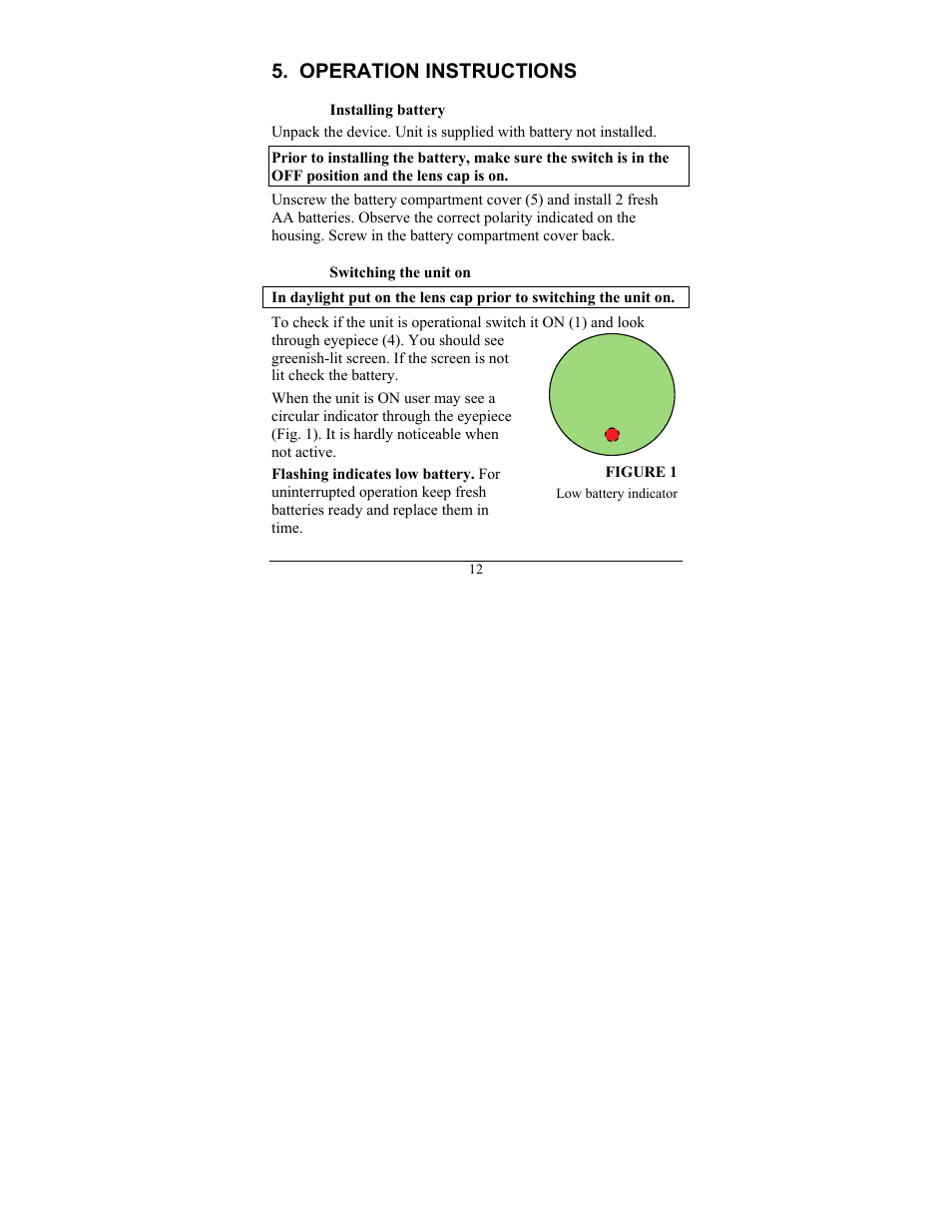Operation instructions | Newcon Optik NVS 7-4X User Manual | Page 15 / 24
