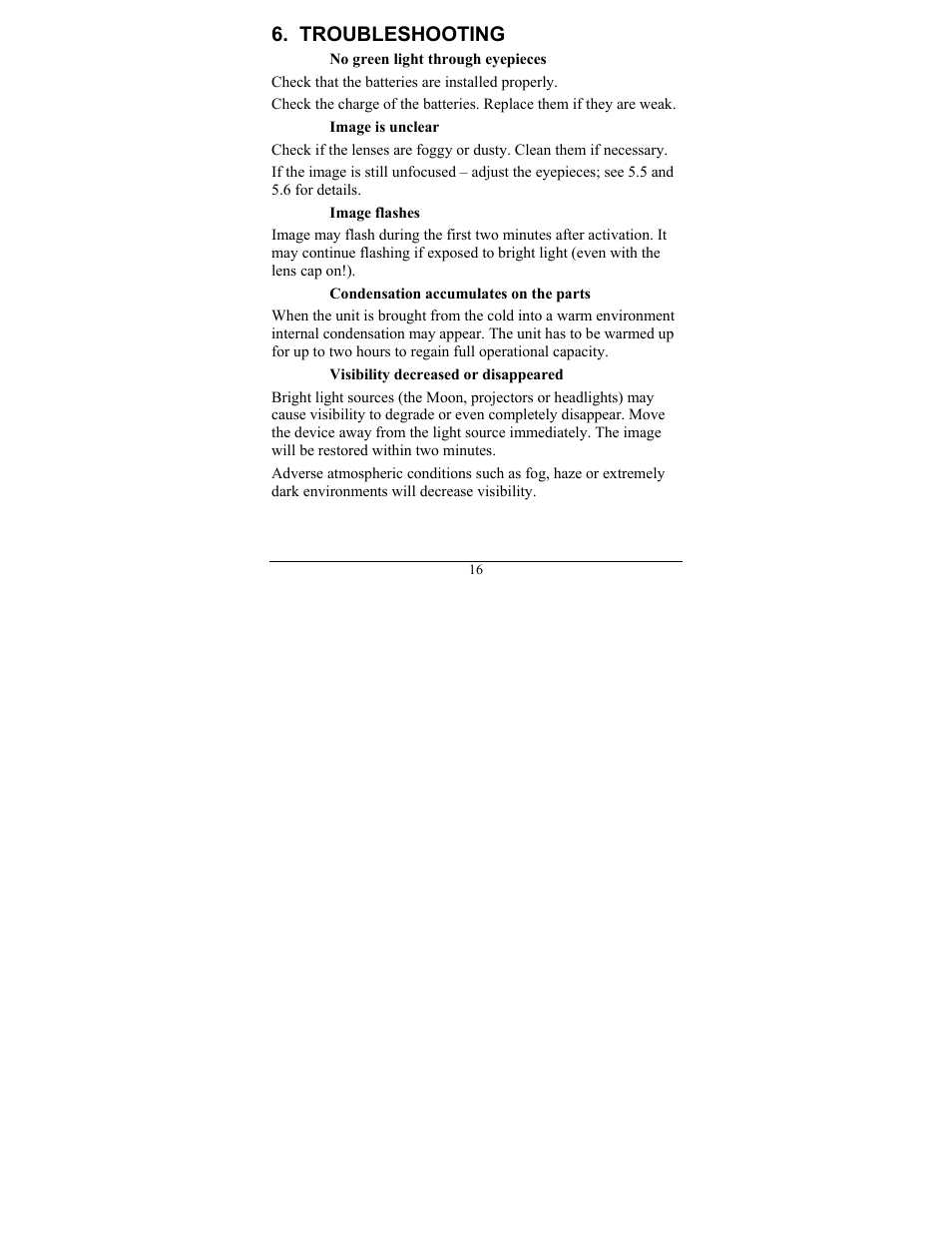 Troubleshooting | Newcon Optik NVS 7-4X User Manual | Page 19 / 24