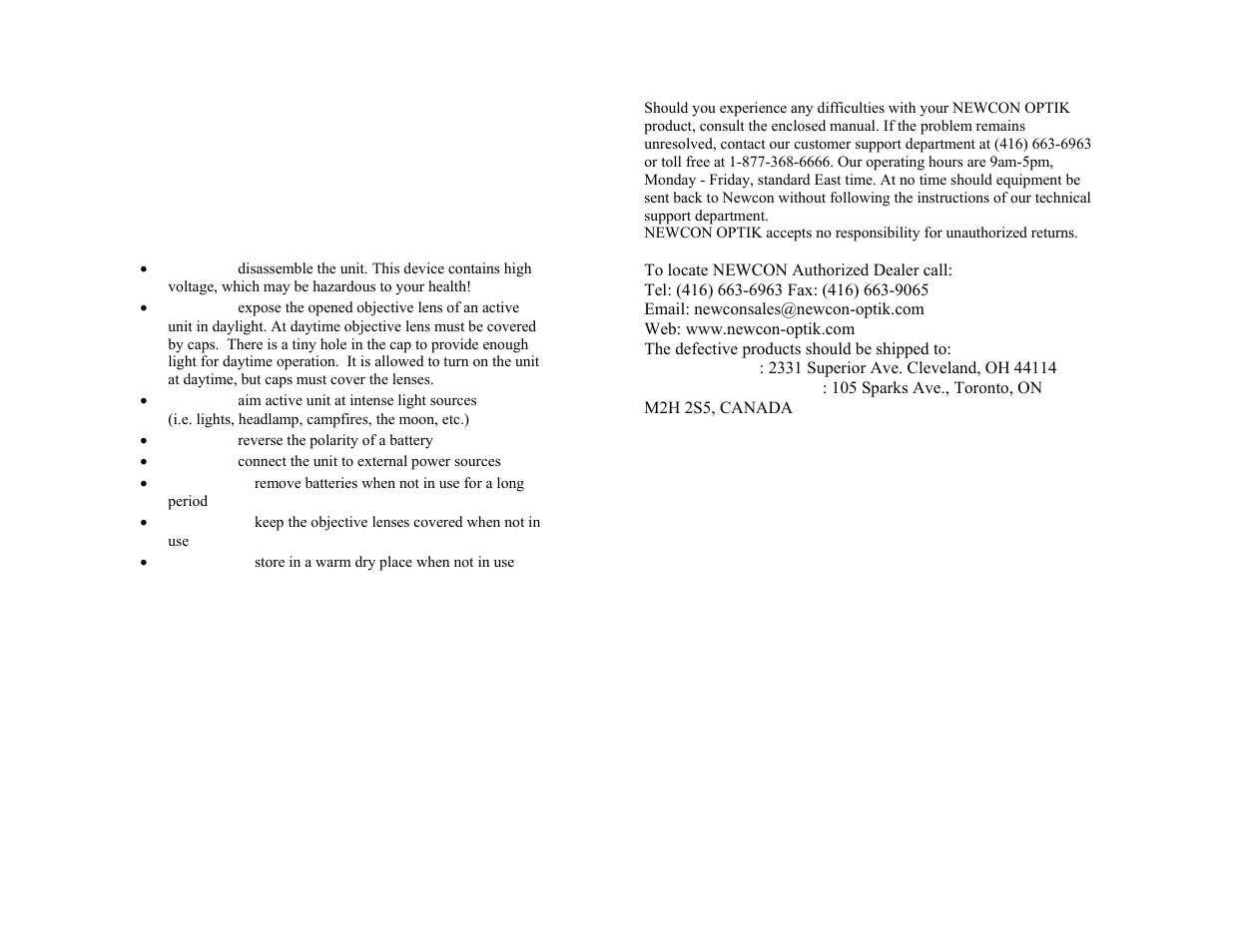 Newcon Optik NVS 7 User Manual | Page 2 / 10