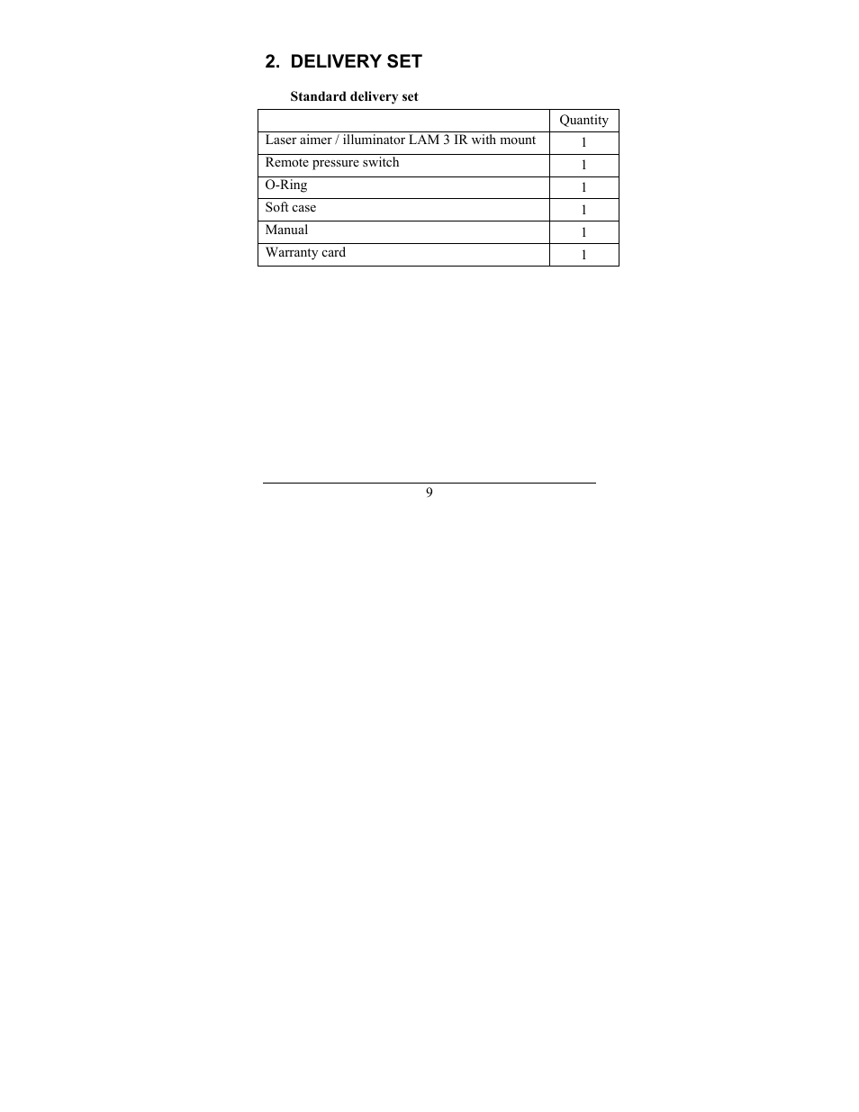 Delivery set | Newcon Optik LAM 3 IR User Manual | Page 13 / 32
