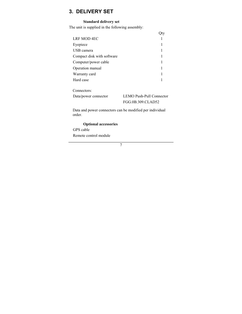 Delivery set | Newcon Optik LRF MOD 4EC User Manual | Page 10 / 40