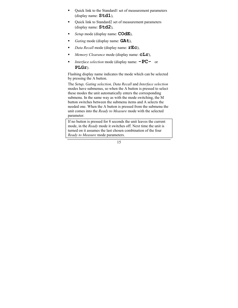 Std1, Std2, Code | Plgr | Newcon Optik LRF MOD 4EC User Manual | Page 18 / 40