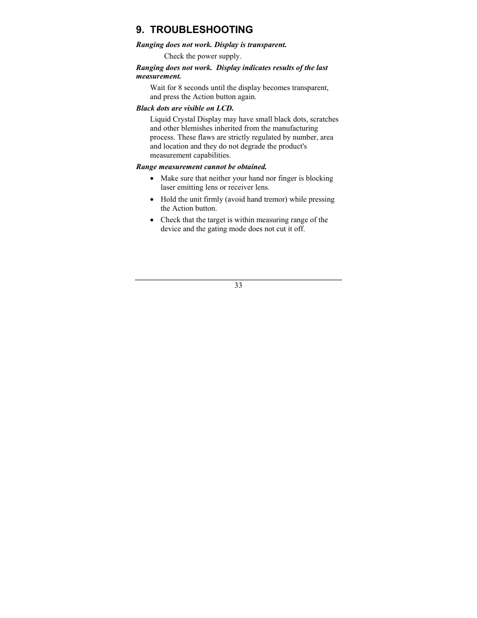 Troubleshooting | Newcon Optik LRF MOD 4EC User Manual | Page 36 / 40