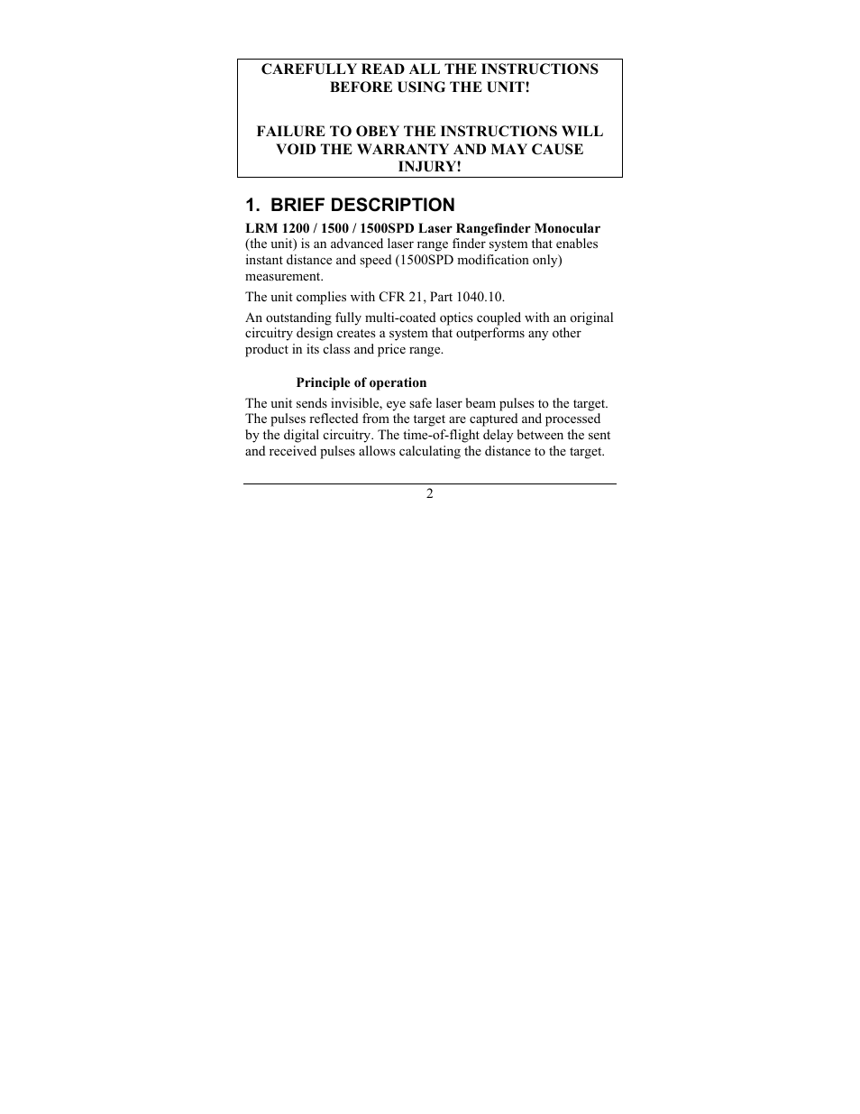 Brief description | Newcon Optik NEWCON LRM1500SPD User Manual | Page 5 / 24