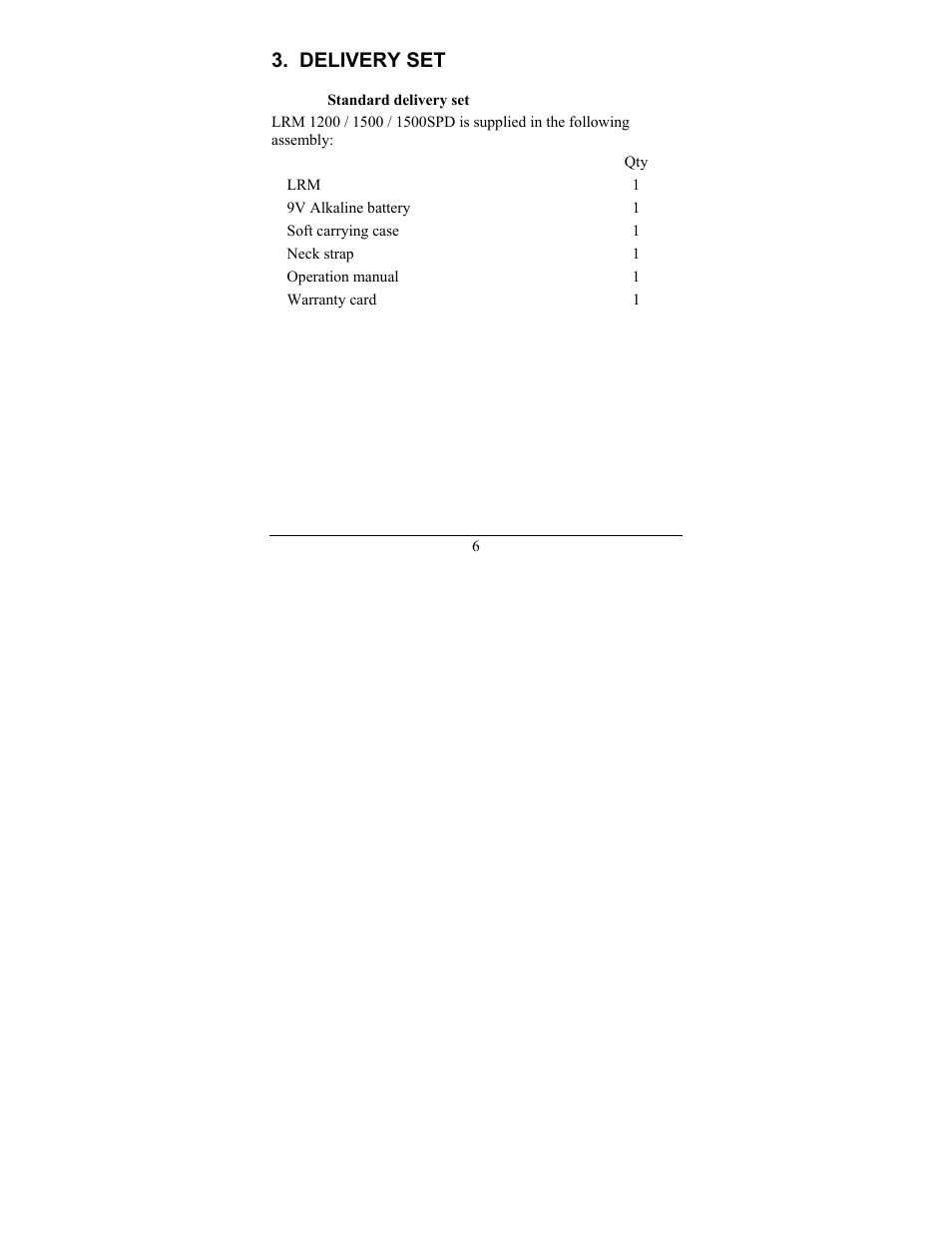 Delivery set | Newcon Optik NEWCON LRM1500SPD User Manual | Page 9 / 24