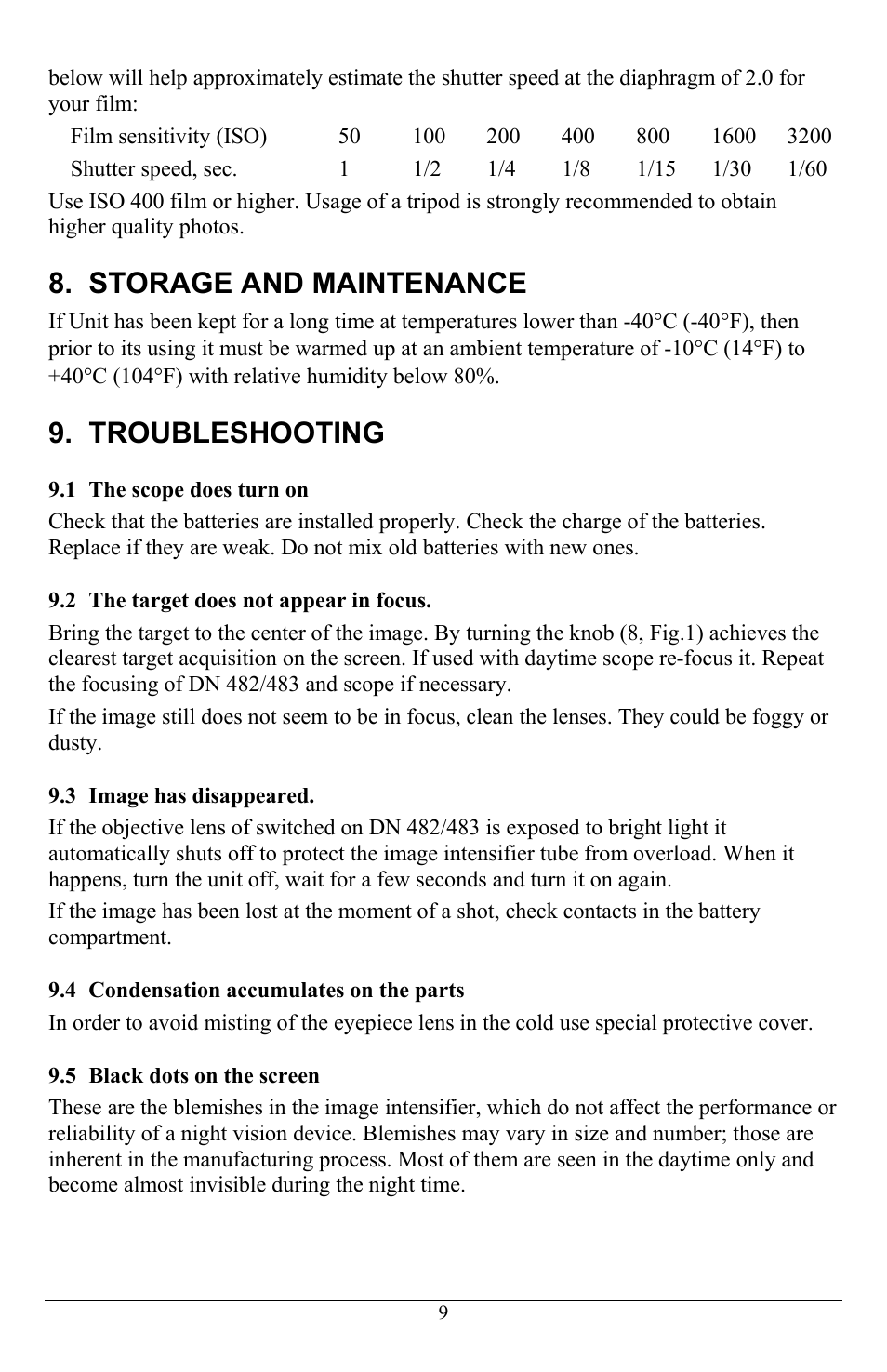 Storage and maintenance, Troubleshooting | Newcon Optik DN483 User Manual | Page 12 / 16
