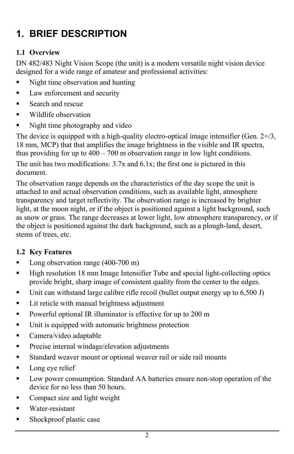 Brief description | Newcon Optik DN483 User Manual | Page 5 / 16