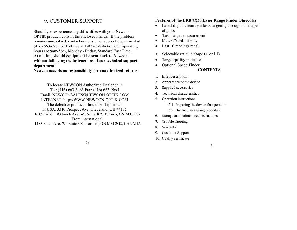 Newcon Optik LRB 7x50 User Manual | Page 3 / 10