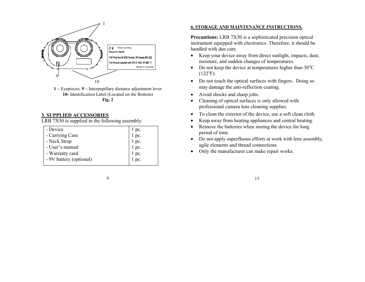 Fig. 2 | Newcon Optik LRB 7x50 User Manual | Page 6 / 10