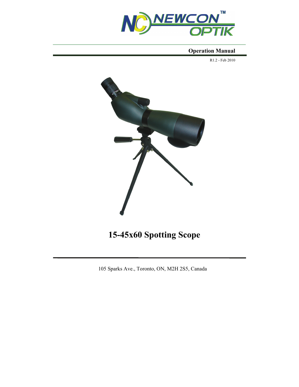Newcon Optik SPOTTING SCOPE 15-45X60 User Manual | 8 pages