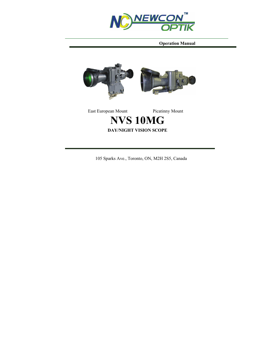 Newcon Optik DAY/NIGHT VISION SCOPE NVS 10MG User Manual | 28 pages