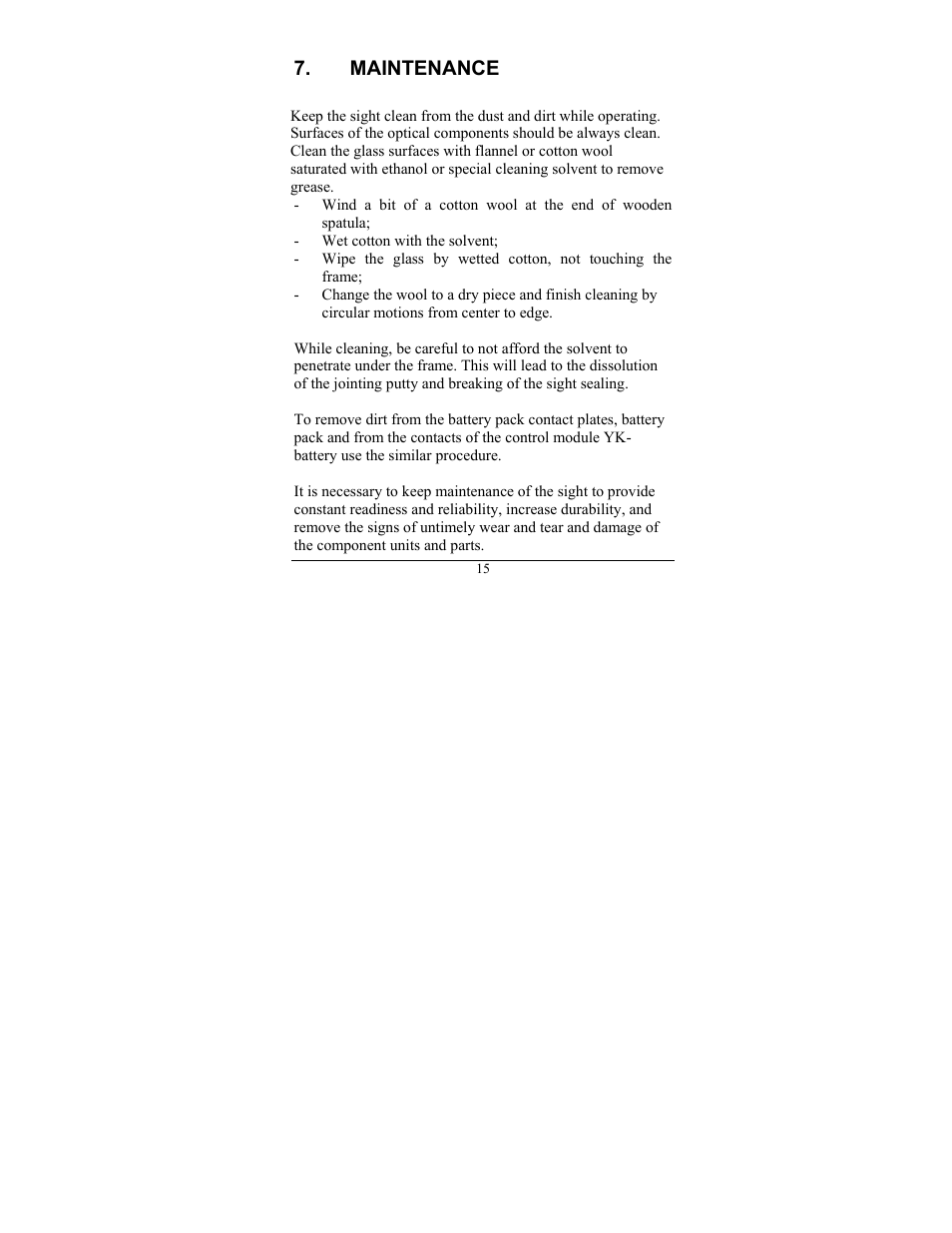 Maintenance | Newcon Optik DAY/NIGHT VISION SCOPE NVS 10MG User Manual | Page 19 / 28