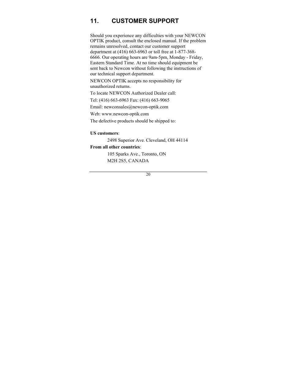 Customer support | Newcon Optik DAY/NIGHT VISION SCOPE NVS 10MG User Manual | Page 24 / 28