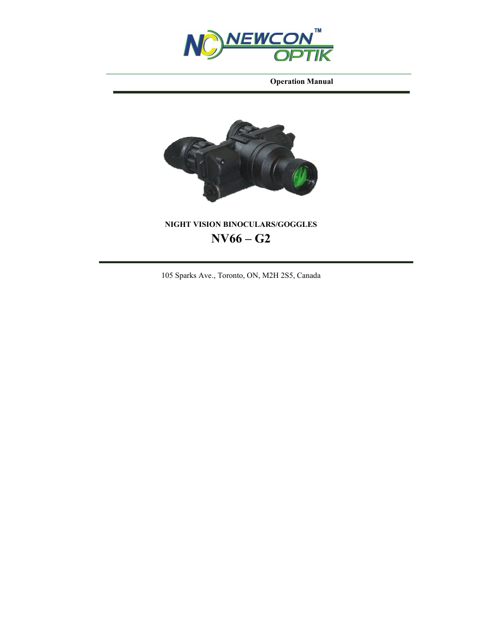 Newcon Optik NV66-G2 User Manual | 28 pages