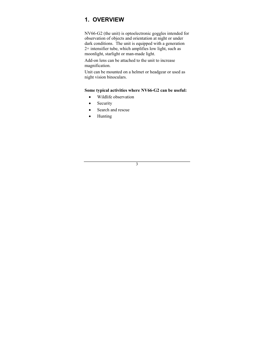 Overview | Newcon Optik NV66-G2 User Manual | Page 7 / 28