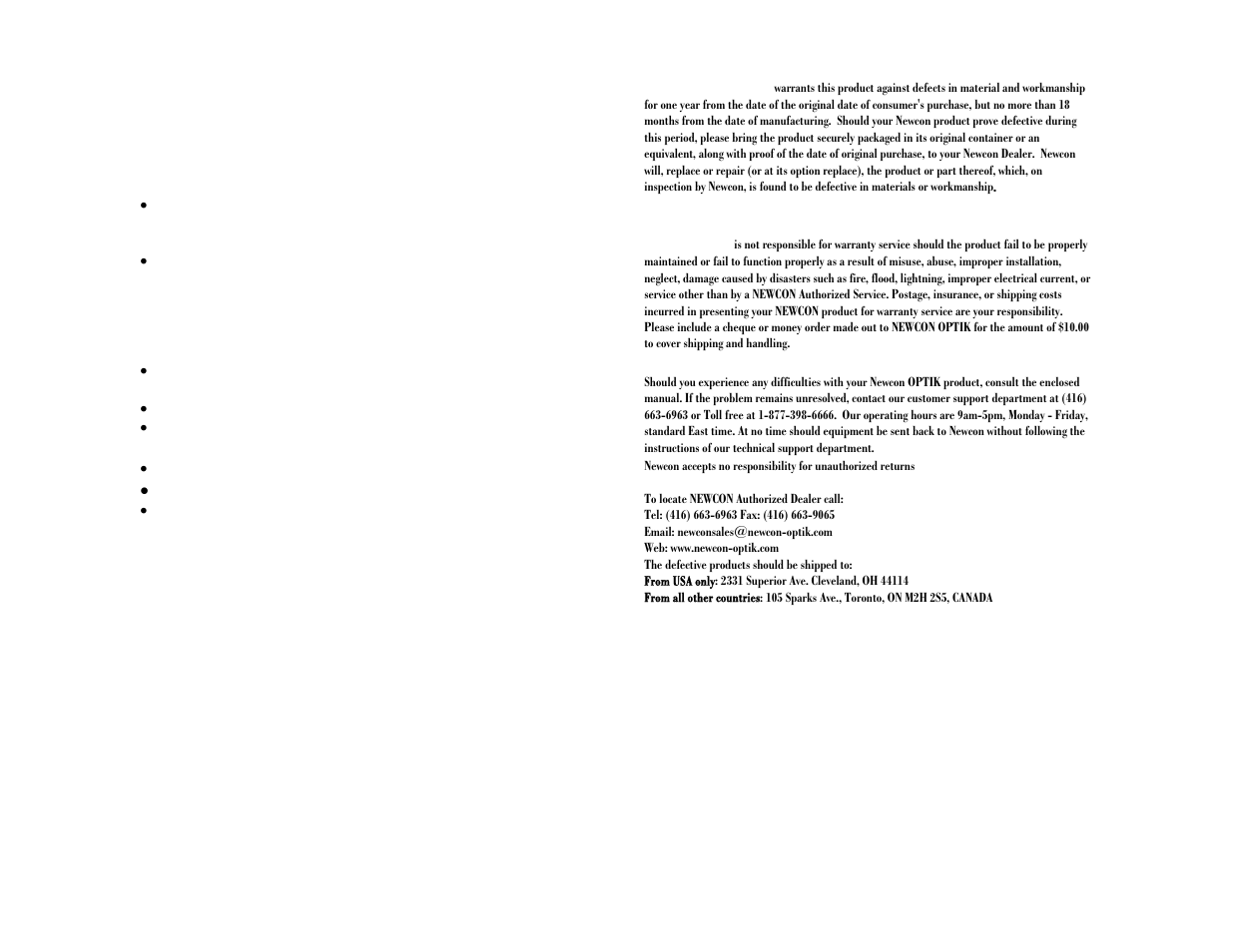 Important information | Newcon Optik NVS7-2/4x User Manual | Page 2 / 6