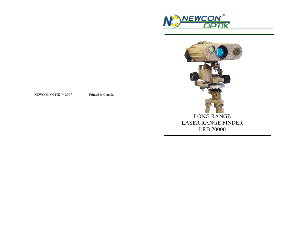 Newcon Optik LRB 20000 User Manual | 30 pages