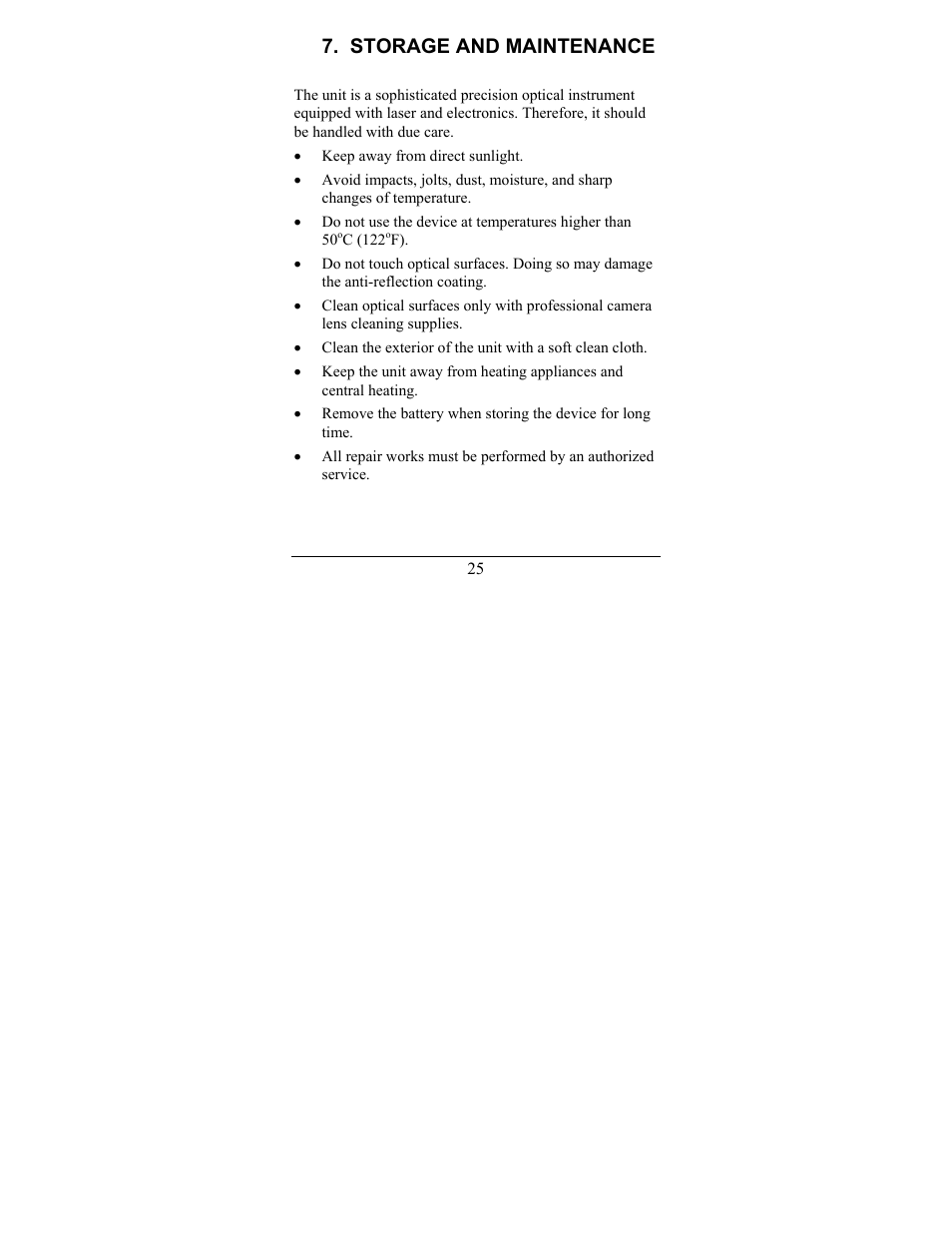 Storage and maintenance | Newcon Optik LRB 6000CI User Manual | Page 29 / 36