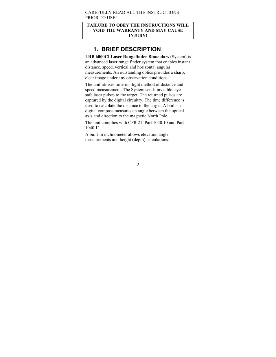 Brief description | Newcon Optik LRB 6000CI User Manual | Page 6 / 36
