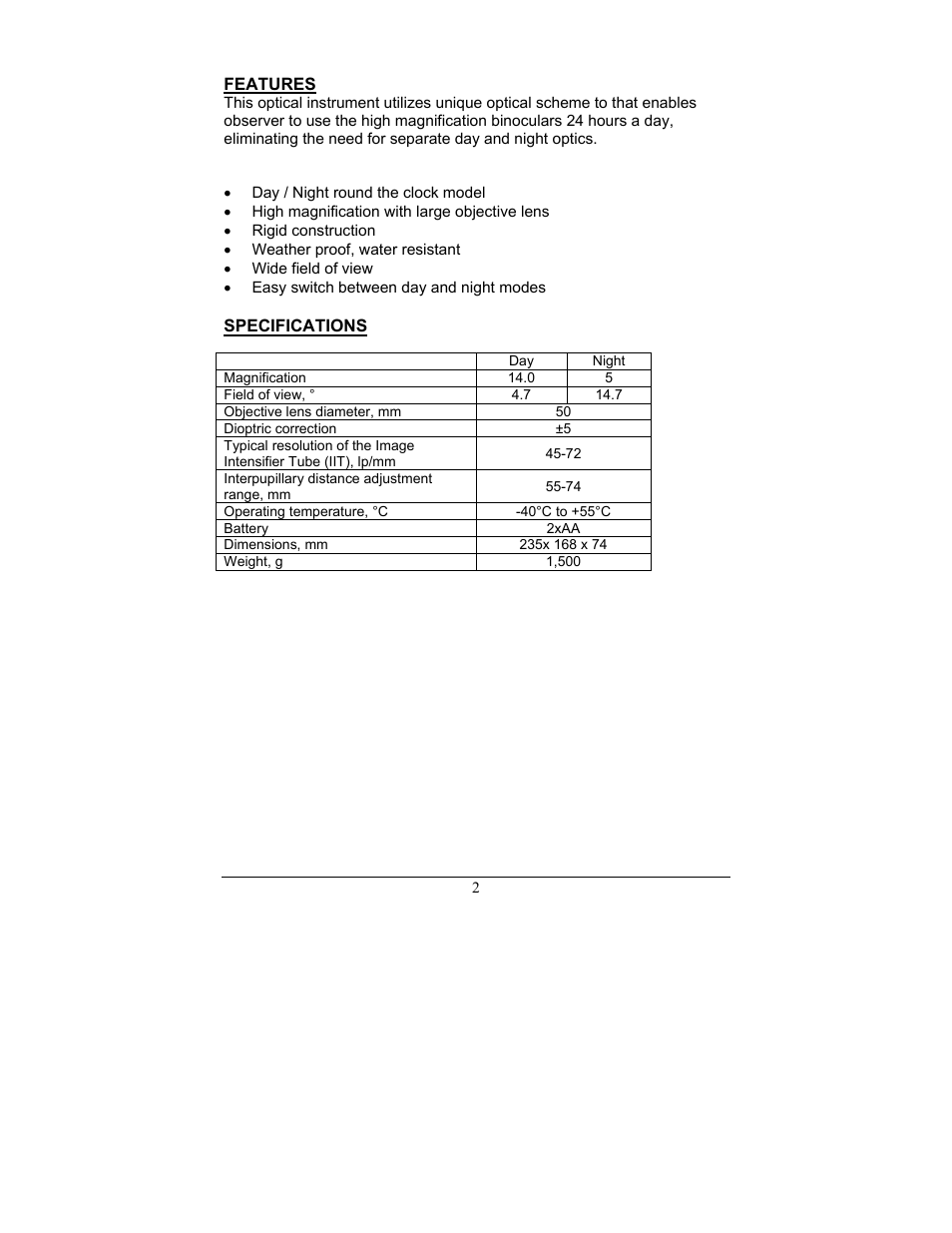 Newcon Optik BDN 14X50 User Manual | Page 3 / 8