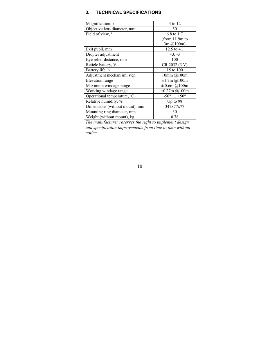 Newcon Optik NC 3-12X50 User Manual | Page 10 / 32