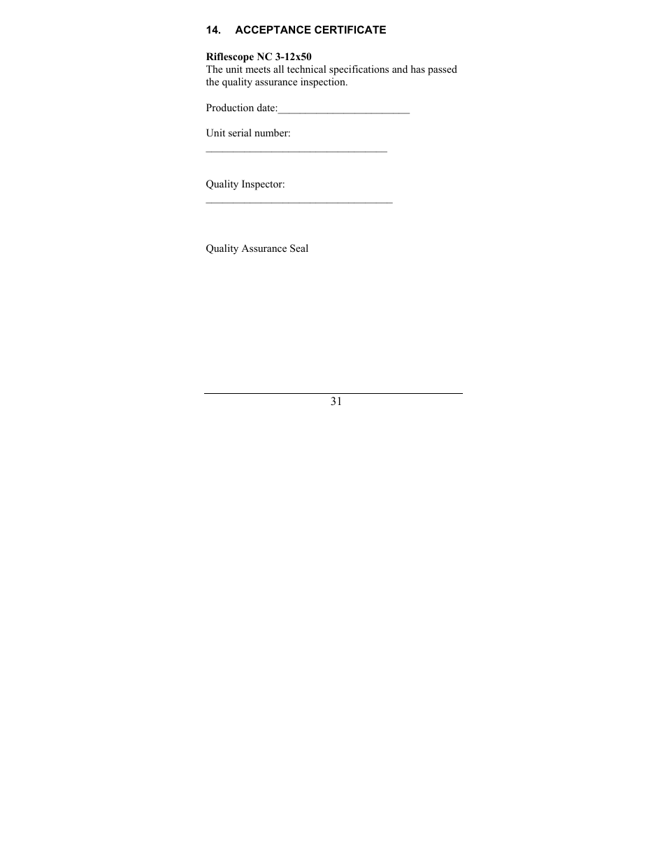 Newcon Optik NC 3-12X50 User Manual | Page 31 / 32