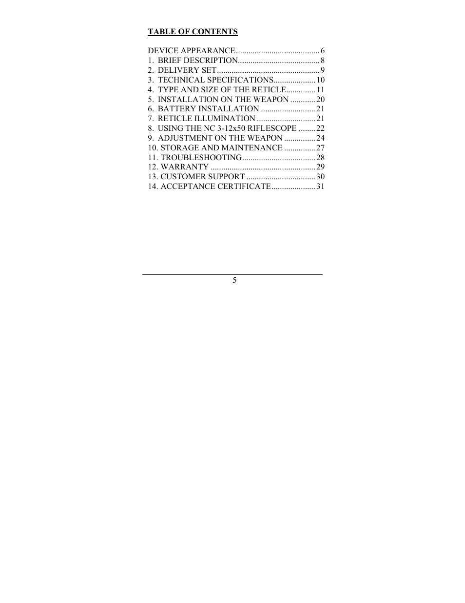 Newcon Optik NC 3-12X50 User Manual | Page 5 / 32