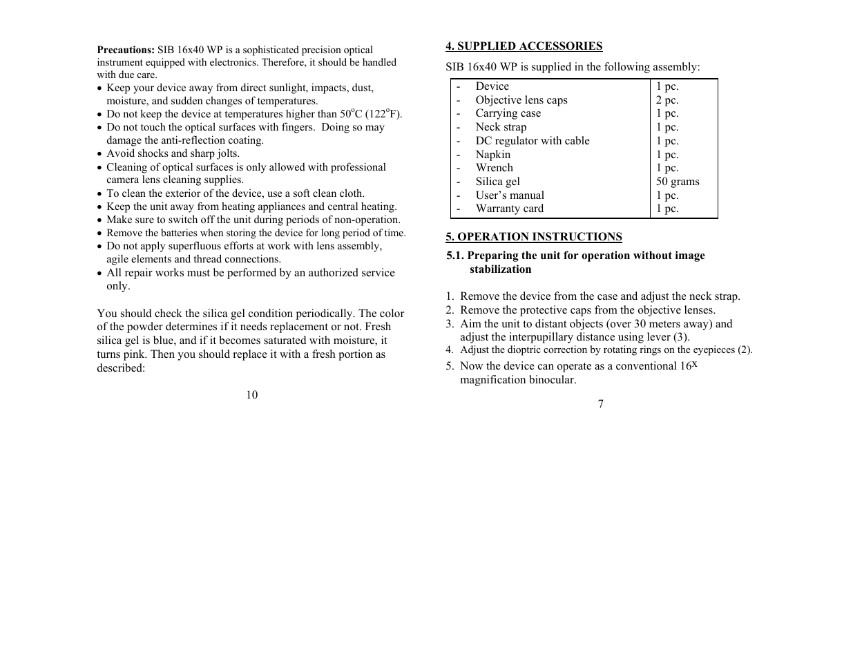 Newcon Optik BINOCULAR SIB 16X40 WP User Manual | Page 7 / 8