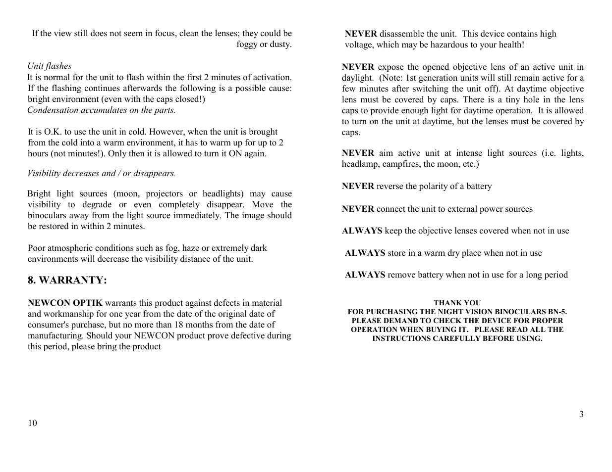 Newcon Optik NEWCON Night Vision BN5 User Manual | Page 3 / 6