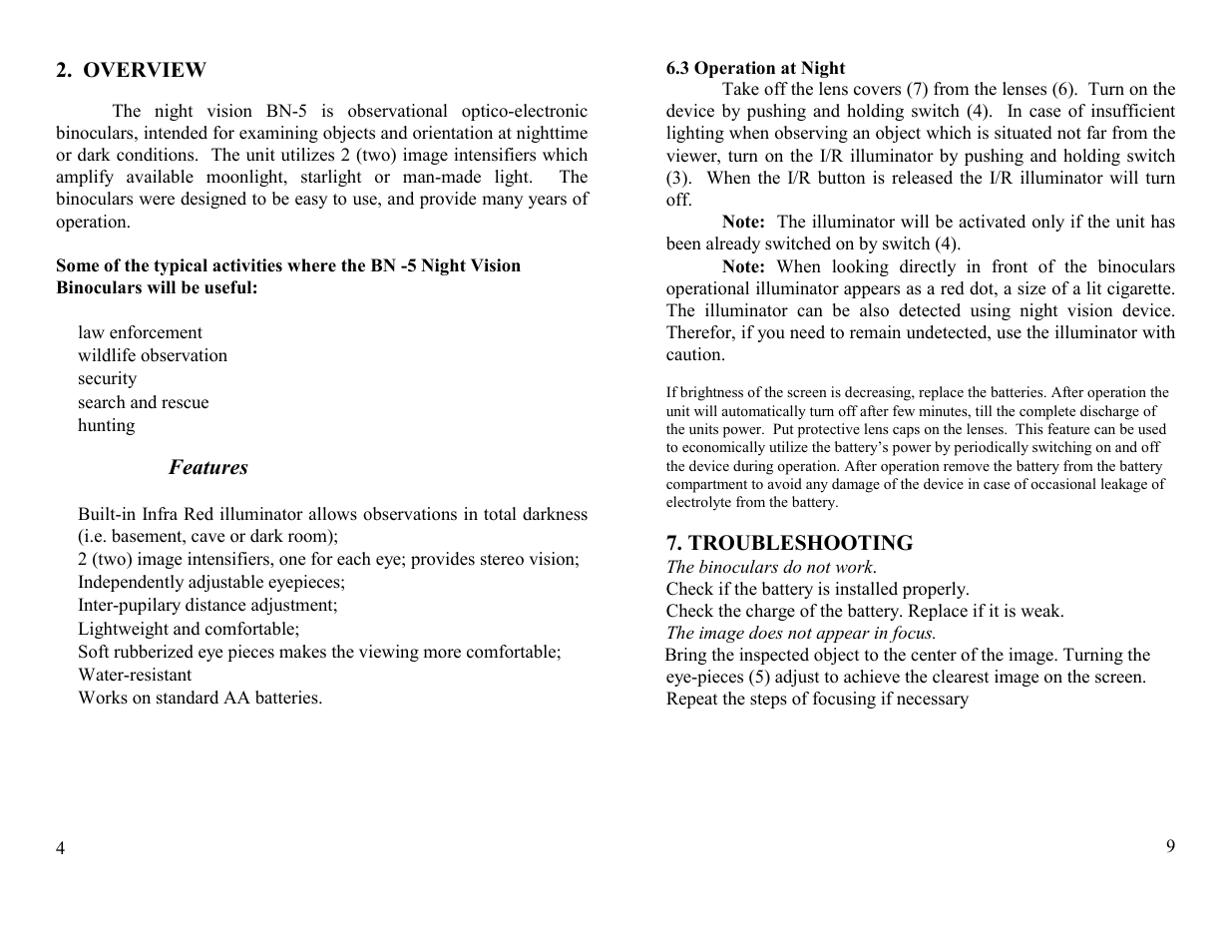 Newcon Optik NEWCON Night Vision BN5 User Manual | Page 4 / 6