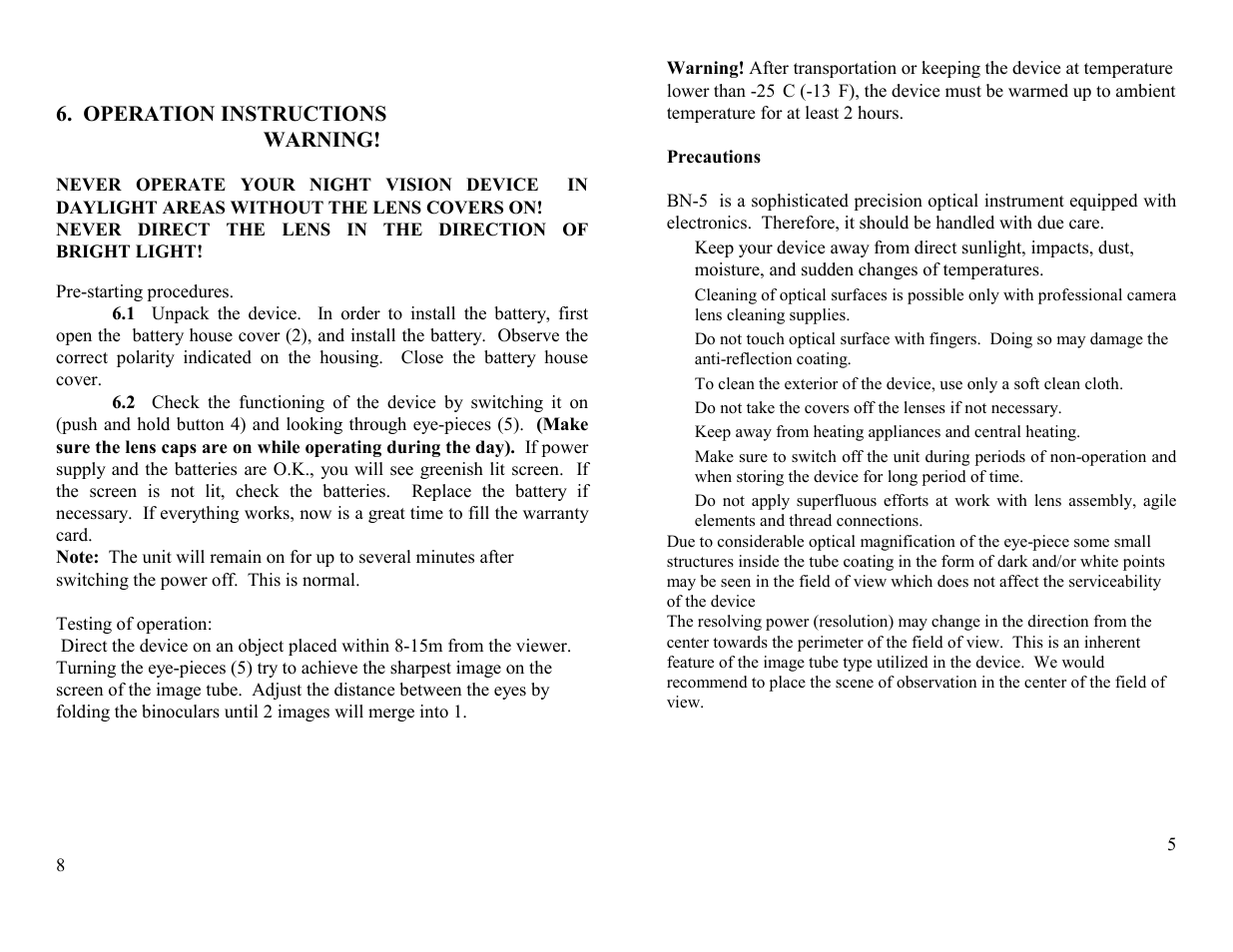 Newcon Optik NEWCON Night Vision BN5 User Manual | Page 5 / 6