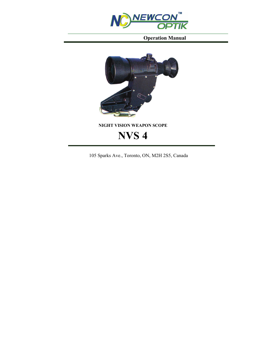 Newcon Optik NVS 4 User Manual | 20 pages