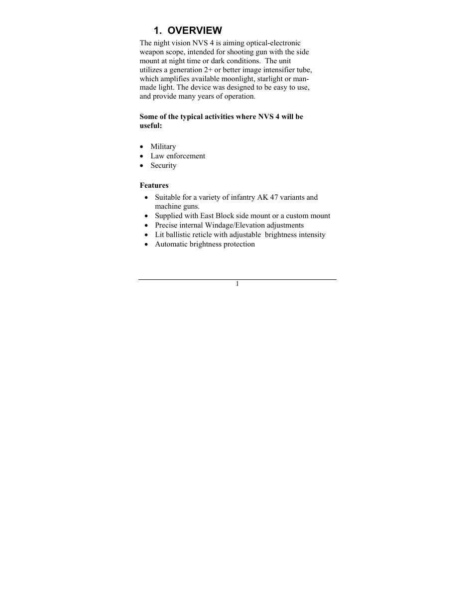 Overview | Newcon Optik NVS 4 User Manual | Page 4 / 20